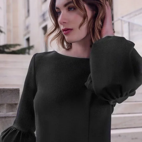 Jennifer Ritz Odile Dress with Puff Sleeves - Black - Picture 2 of 5